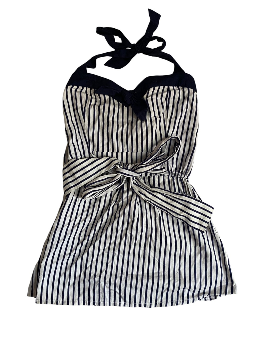 twik Navy and White Striped Halter Mini dress size Small